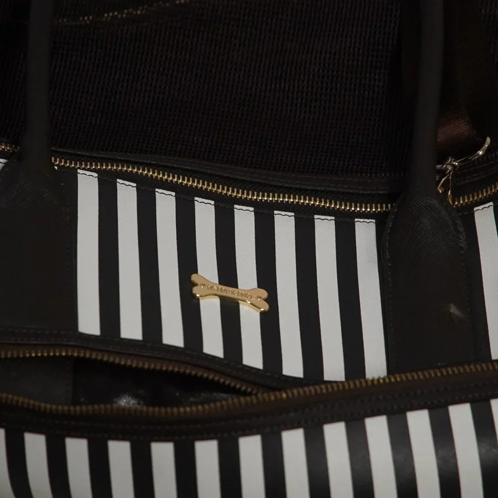 Henri Bendel Brown Stripe Pet Carrier Leather - Limited Edition